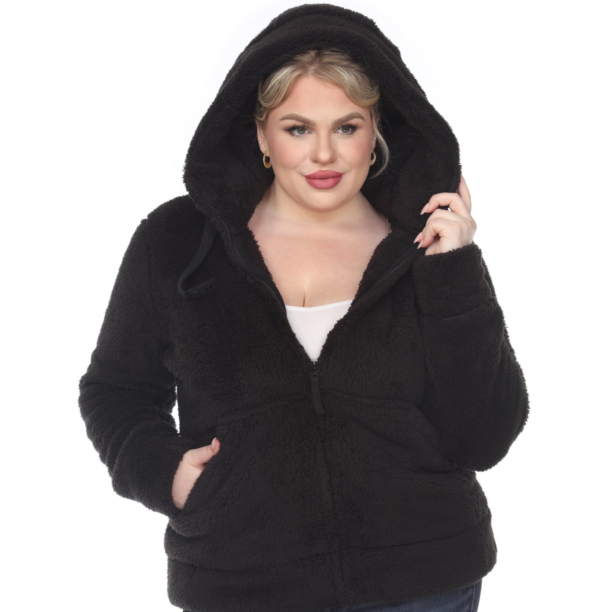 Hooded Sherpa Jacket - Plus sold by Dress Barn product image thumbnail 5