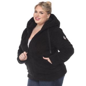 Hooded Sherpa Jacket - Plus sold by Dress Barn