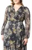 Clara Sparkling Long Sleeve Wrap Dress - Plus sold by Dress Barn