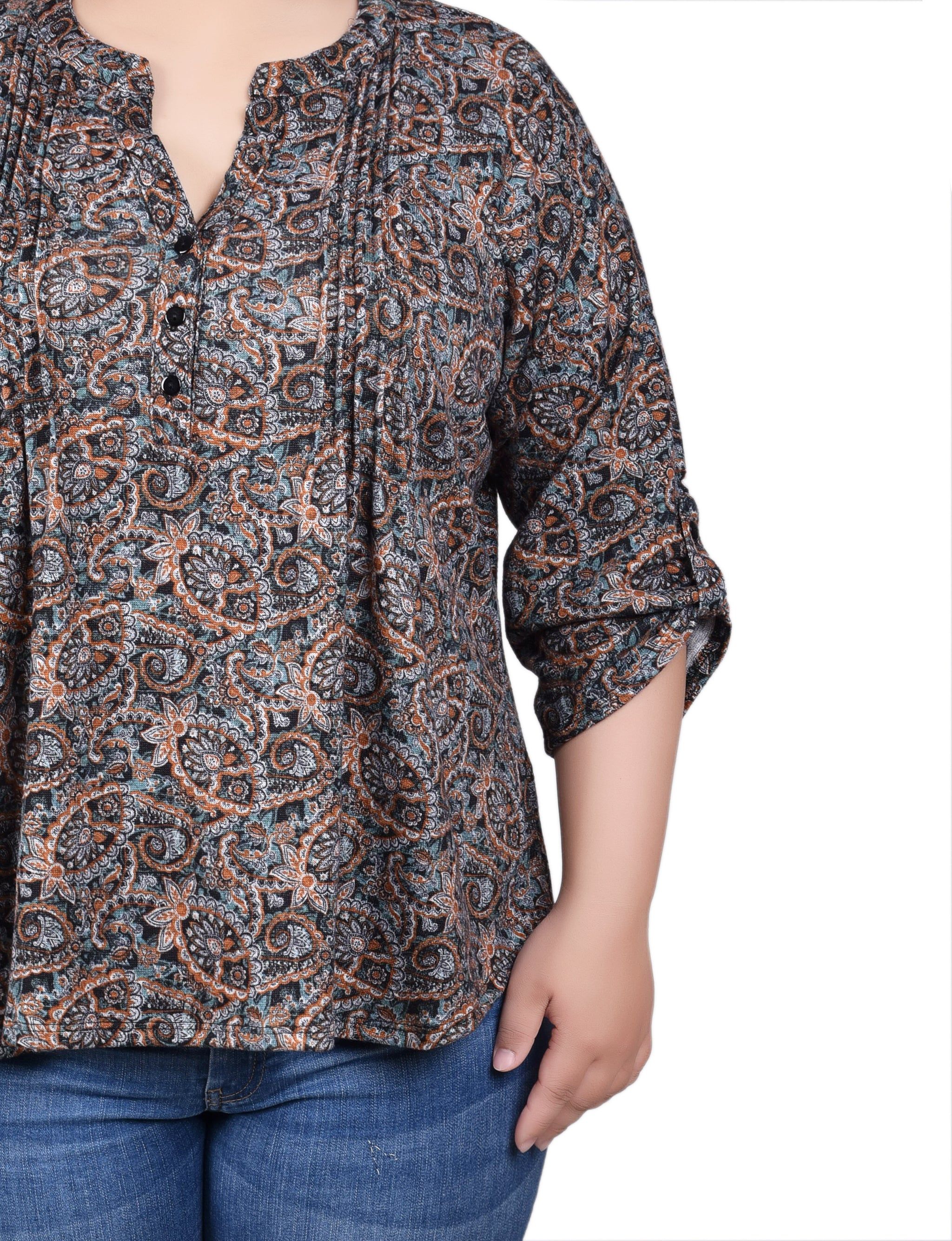 NY Collection 3/4 Roll Sleeve Top - Plus sold by Dress Barn product image thumbnail 3