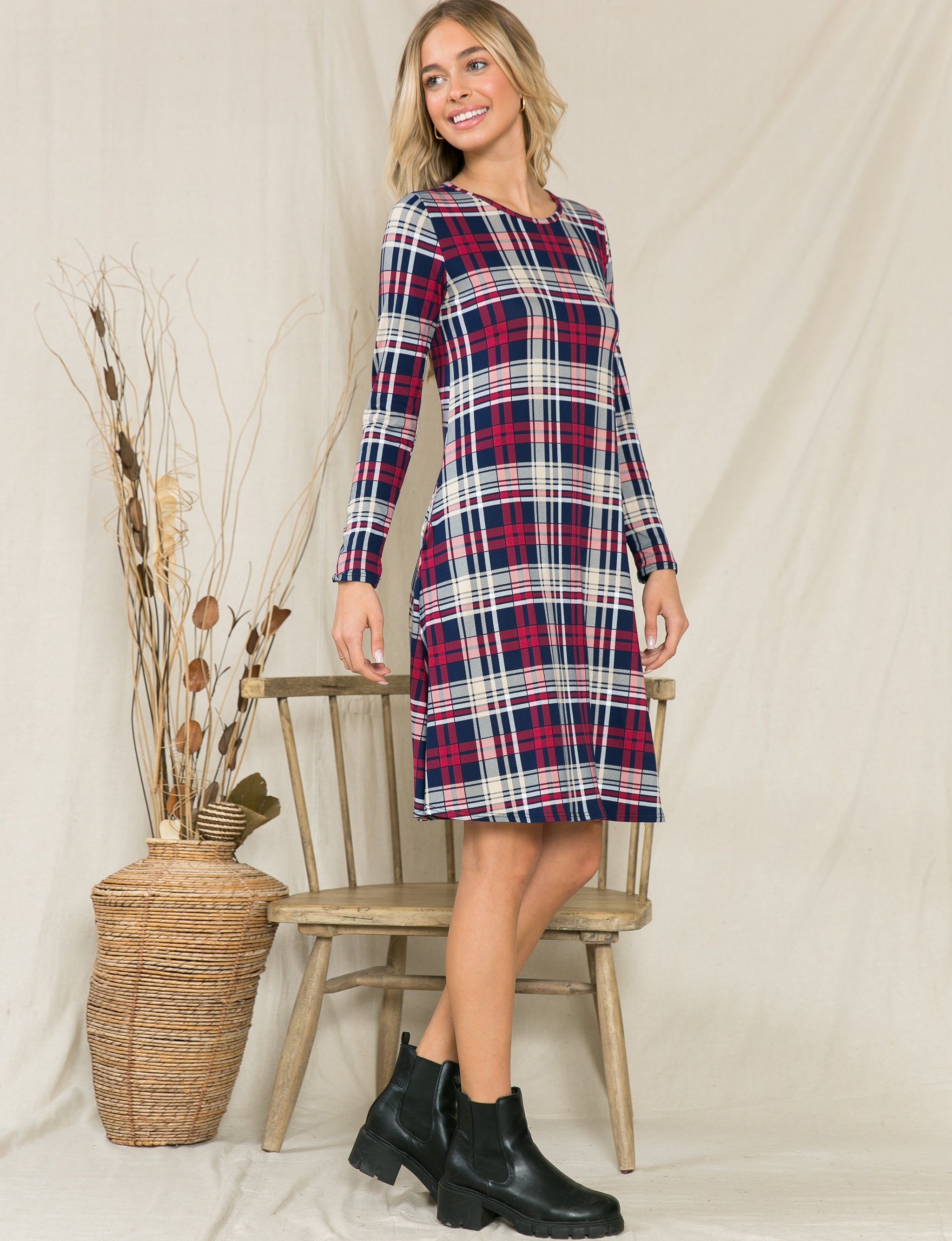 Plaid Long Sleeve Midi Dress sold by Dress Barn product image thumbnail 3