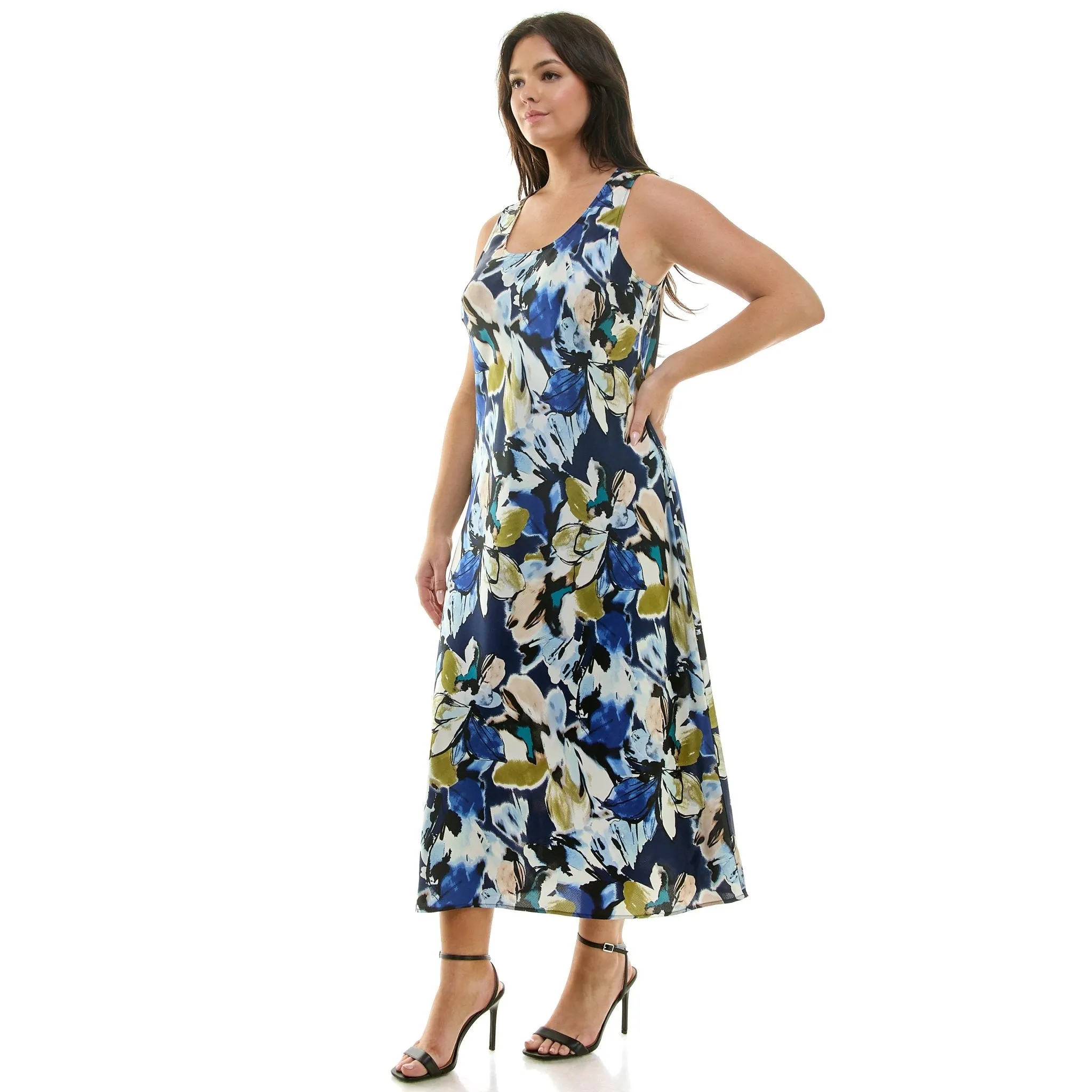 Navy Floral Sleeveless Midi Dress - Plus sold by Dress Barn product image thumbnail 2
