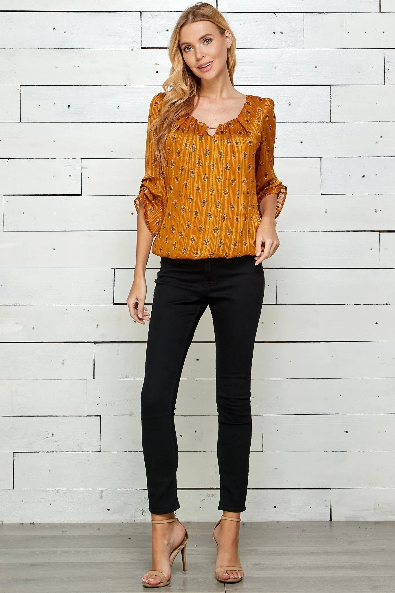 Orange 3/4 Sleeve Bubble Blouse sold by Dress Barn product image thumbnail 4