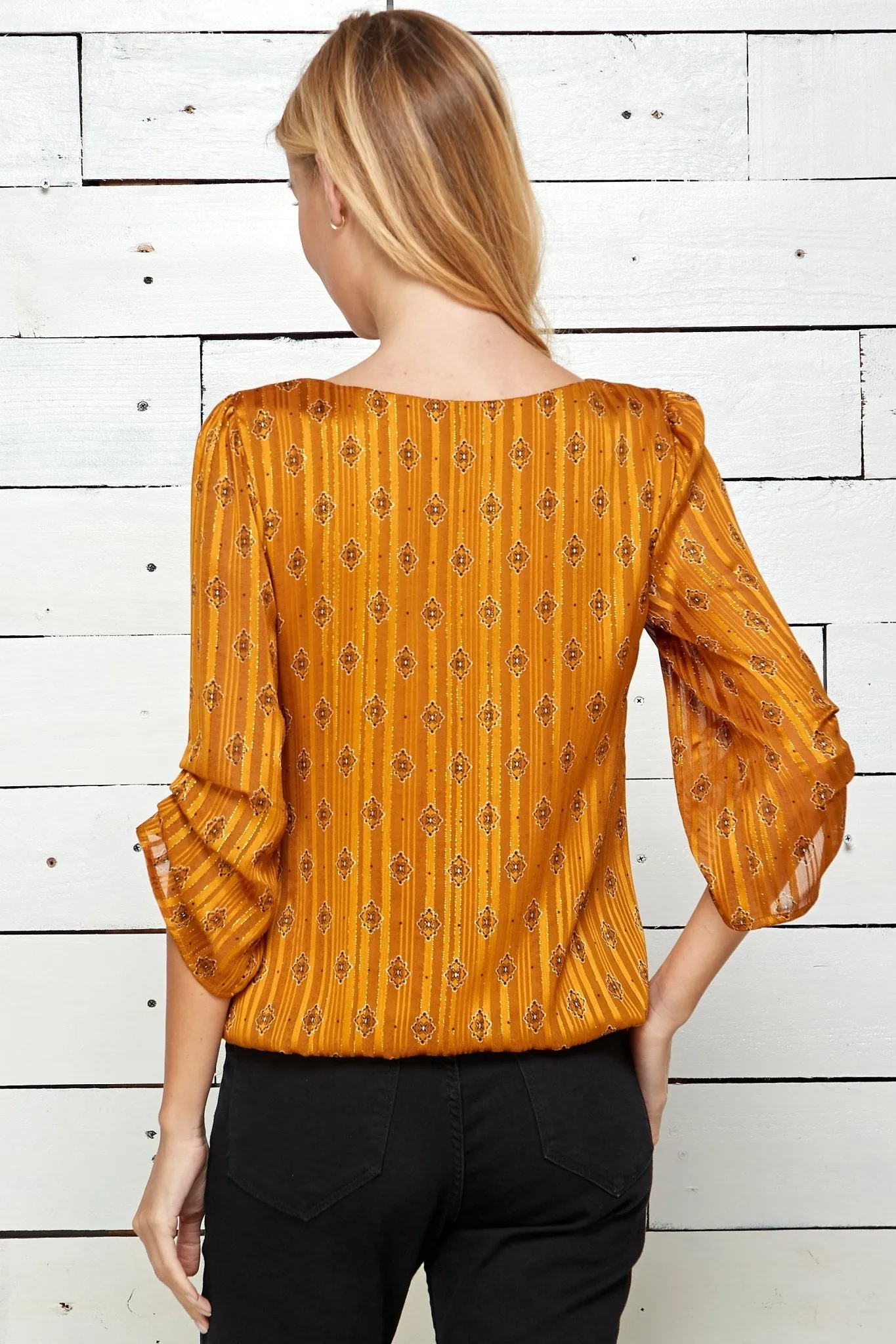 Orange 3/4 Sleeve Bubble Blouse sold by Dress Barn product image thumbnail 2