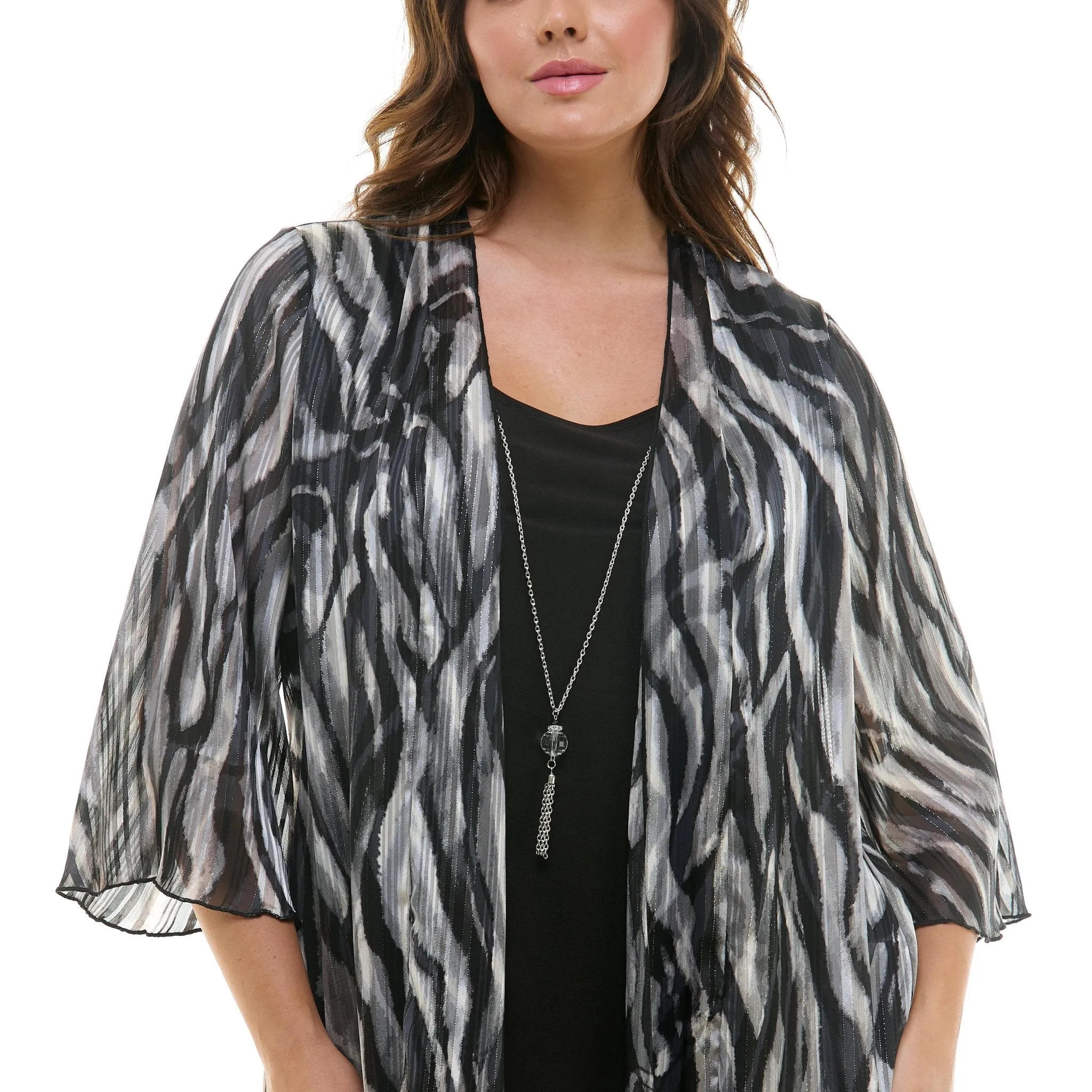 Black & Gray Pantset With Necklace - Plus sold by Dress Barn product image thumbnail 4