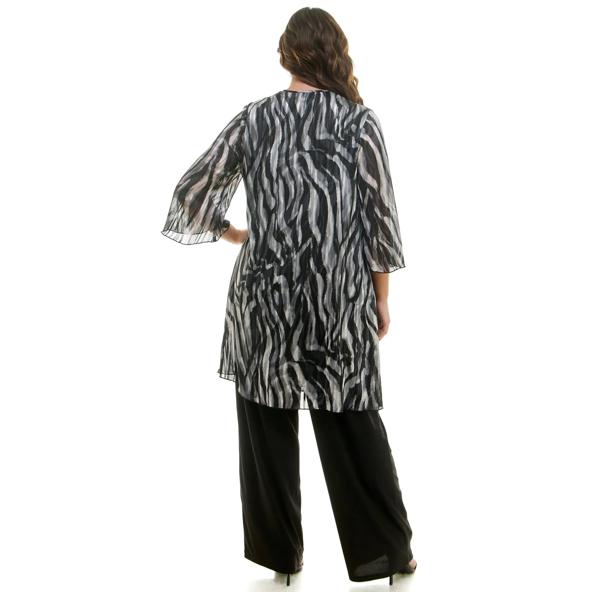 Black & Gray Pantset With Necklace - Plus sold by Dress Barn product image thumbnail 2