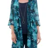 Black & Teal Pantset With Necklace sold by Dress Barn