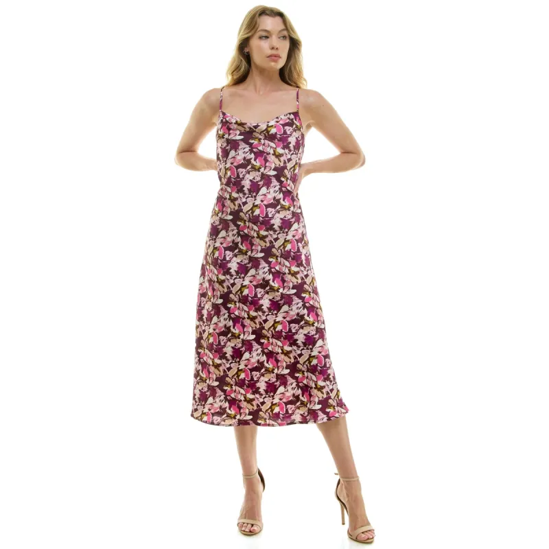 Plum Cowl Neck Midi Slip Dress sold by Dress Barn