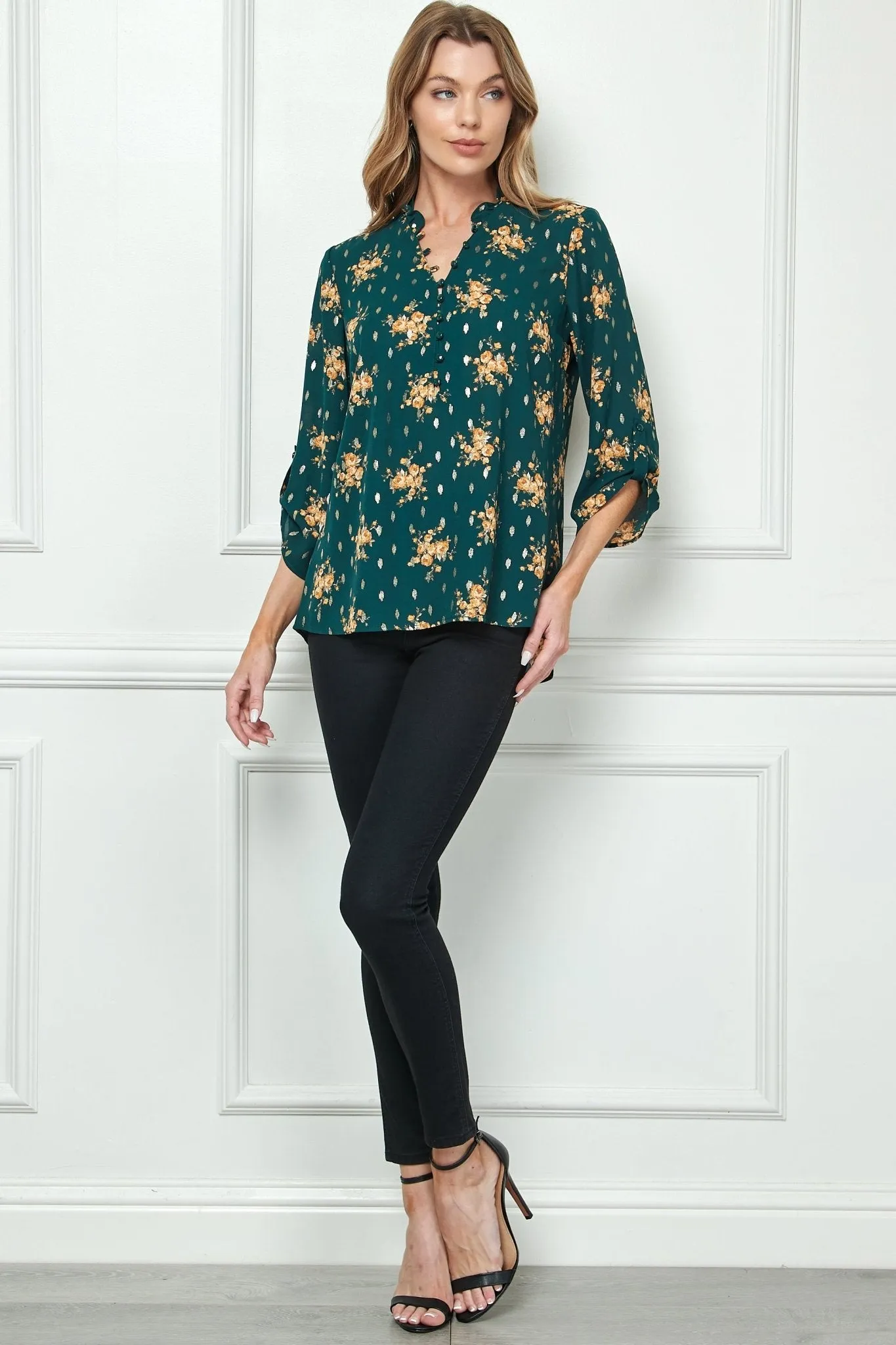 Hunter Blossom 3/4 Sleeve Popover sold by Dress Barn product image thumbnail 3