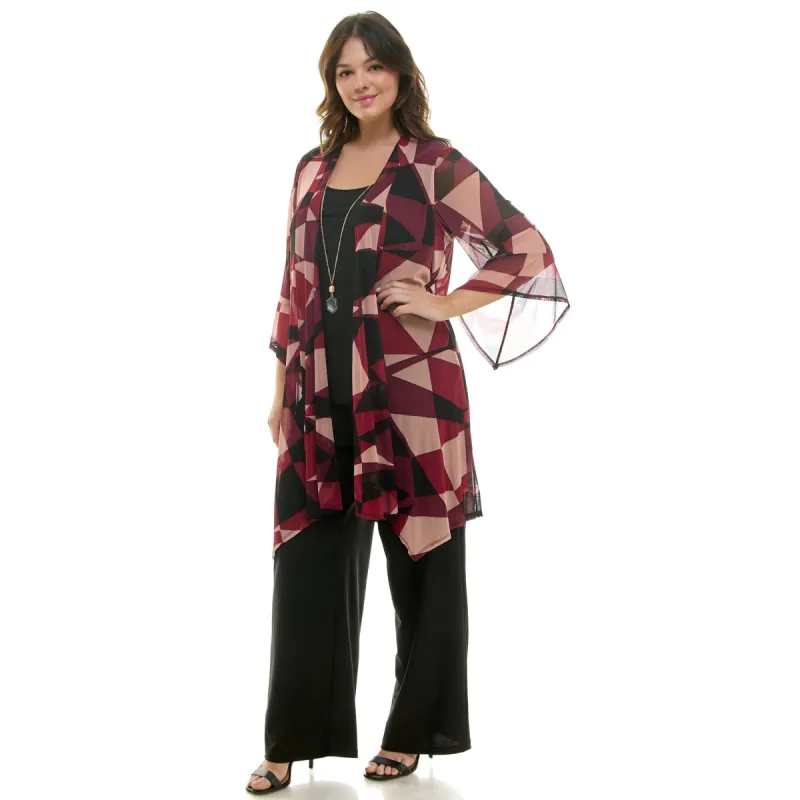 Geometric Berry Pantset with Necklace - Plus sold by Dress Barn