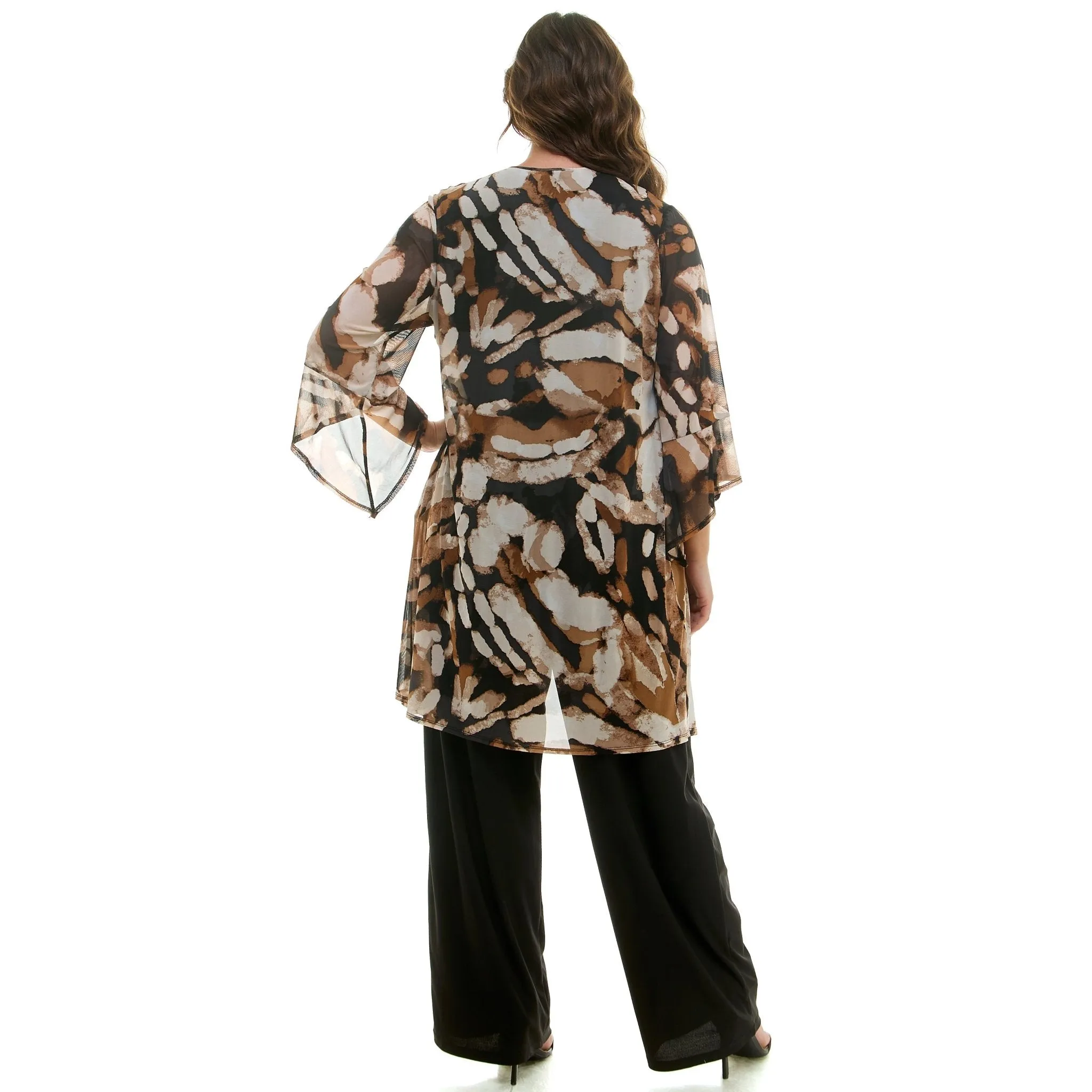 Black & Brown Pantset With Necklace - Plus sold by Dress Barn product image thumbnail 2