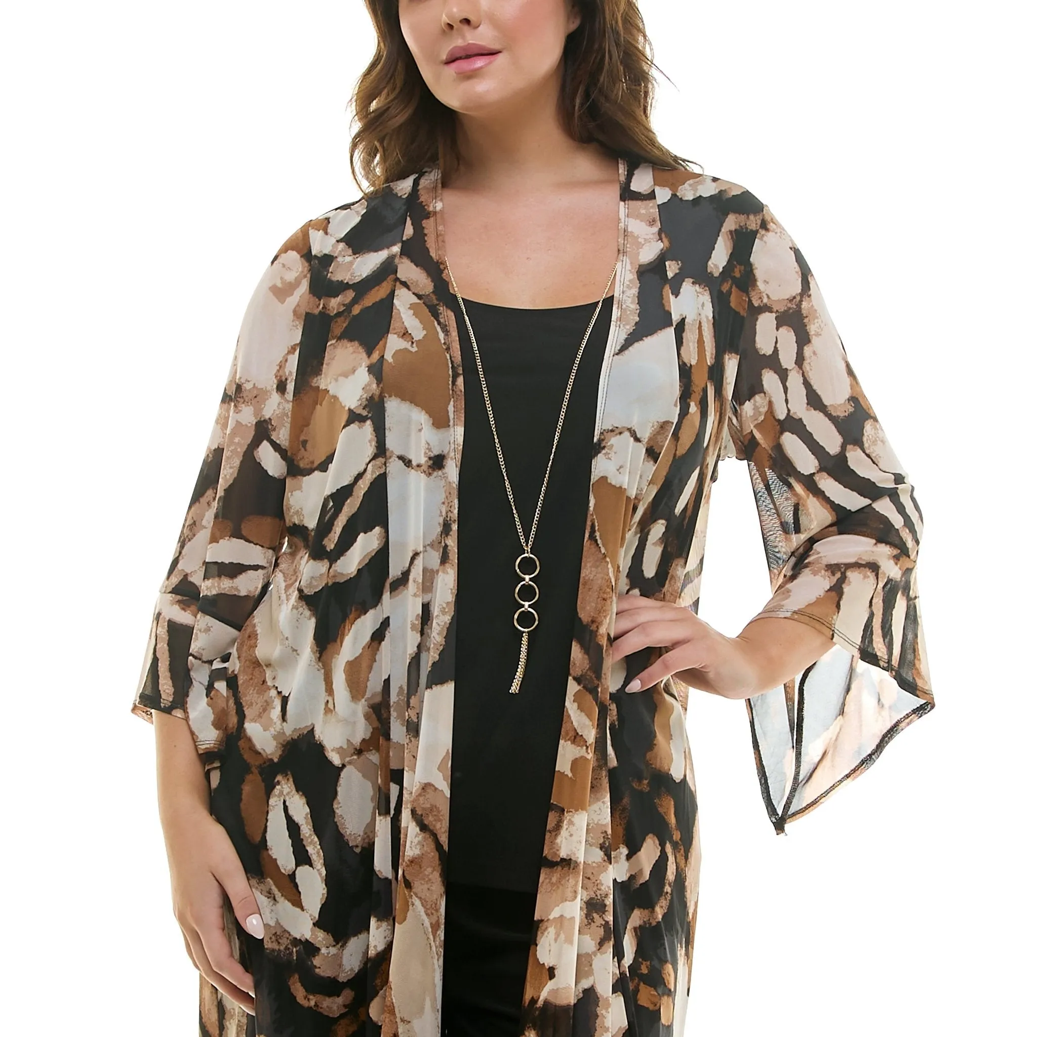 Black & Brown Pantset With Necklace - Plus sold by Dress Barn product image thumbnail 3