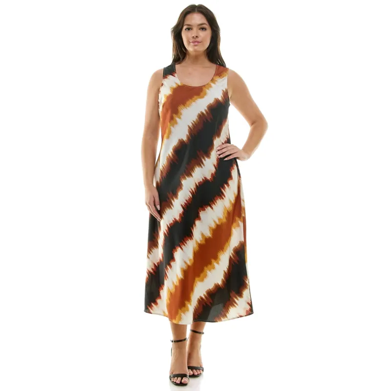 Diagonal Print Sleeveless Midi Dress - Plus sold by Dress Barn
