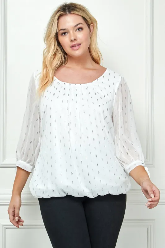 Ivory 3/4 Tie Sleeve Bubble Blouse - Plus sold by Dress Barn
