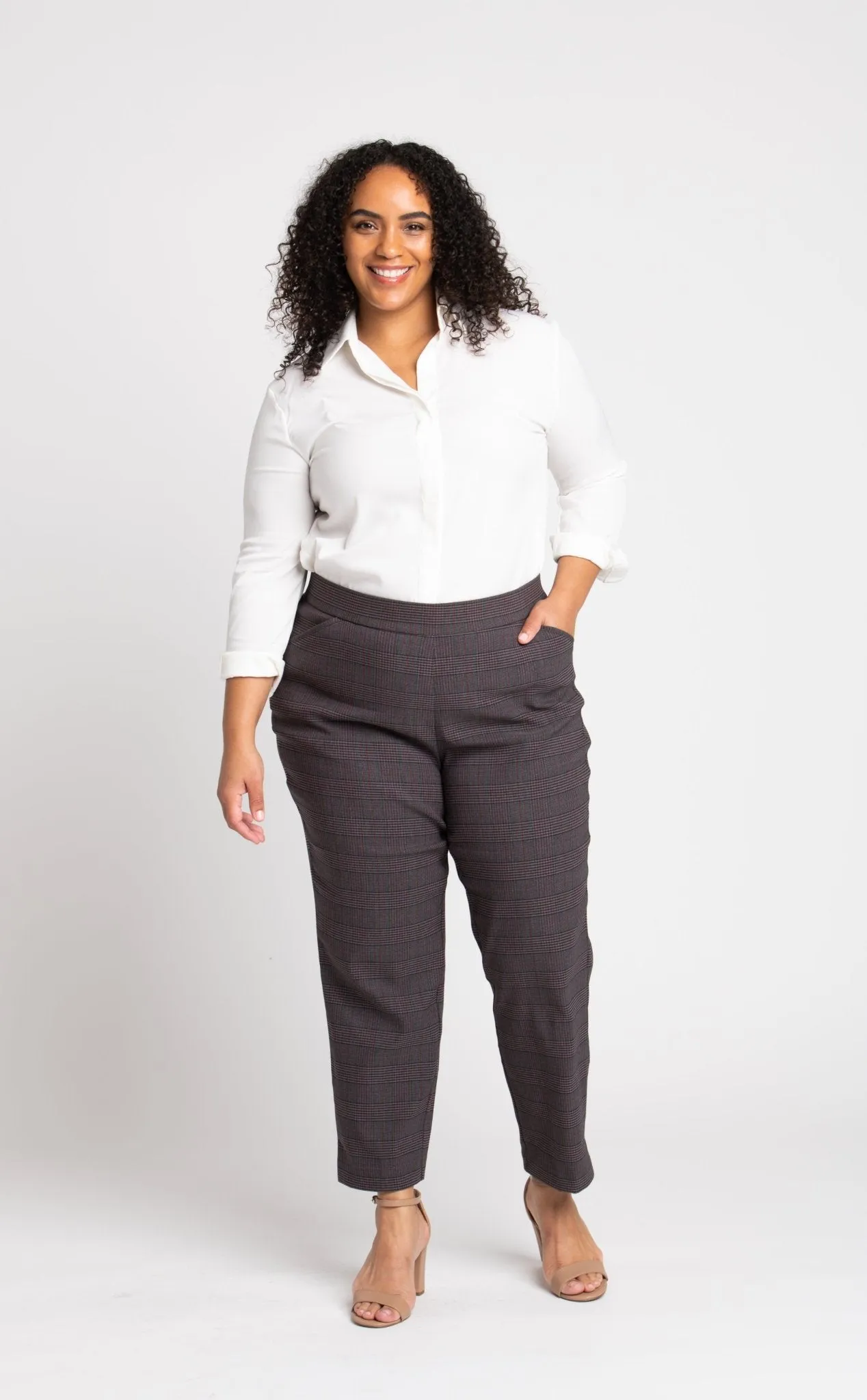 Roz & Ali Millennium Wine Plaid Pull On Ankle Pants - Plus sold by Dress Barn product image thumbnail 5