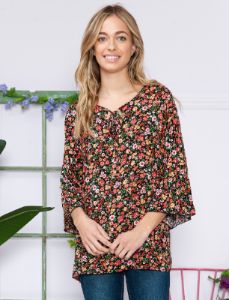 Floral Ruffle Sleeve Blouse Top sold by Dress Barn