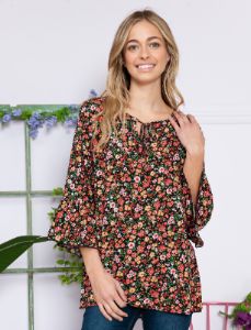 Floral Ruffle Sleeve Blouse Top sold by Dress Barn
