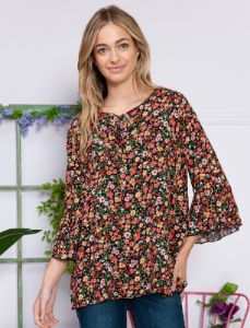 Floral Ruffle Sleeve Blouse Top sold by Dress Barn