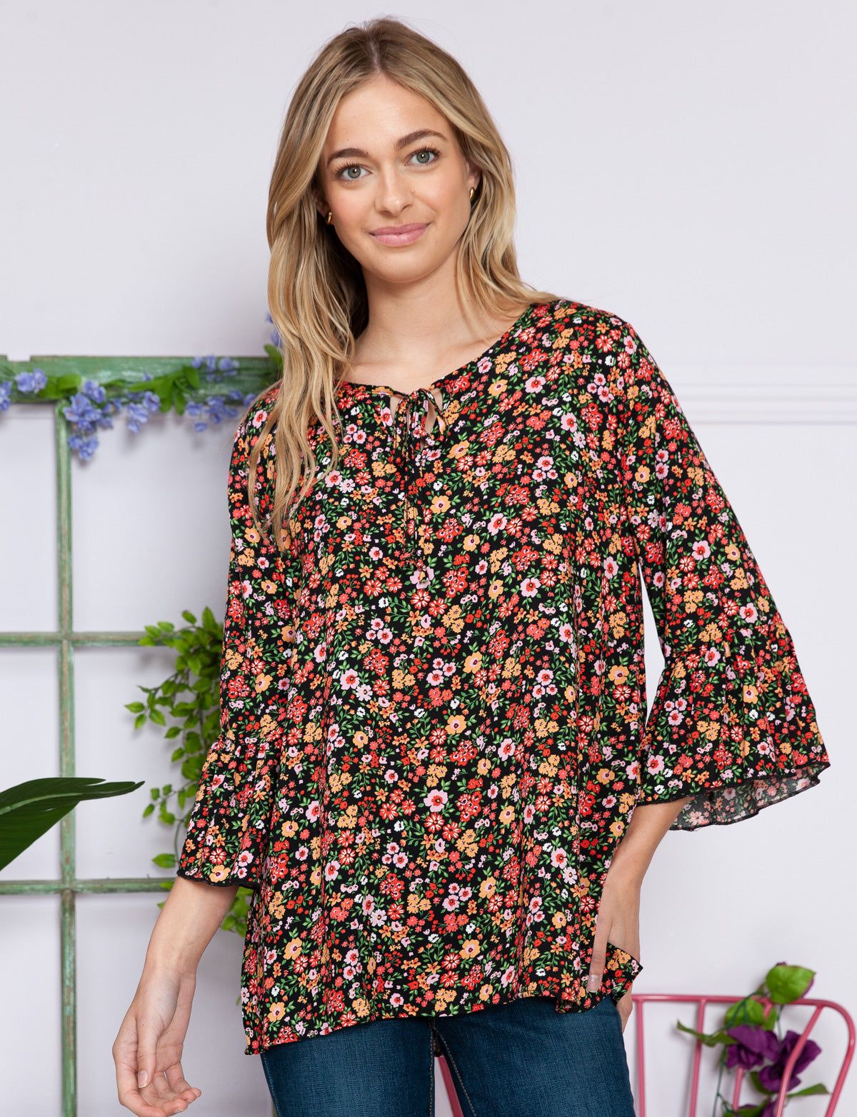 Floral Ruffle Sleeve Blouse Top sold by Dress Barn product image thumbnail 2