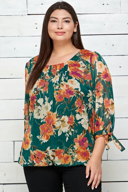 Marigold Print Chiffon Blouse - Plus sold by Dress Barn