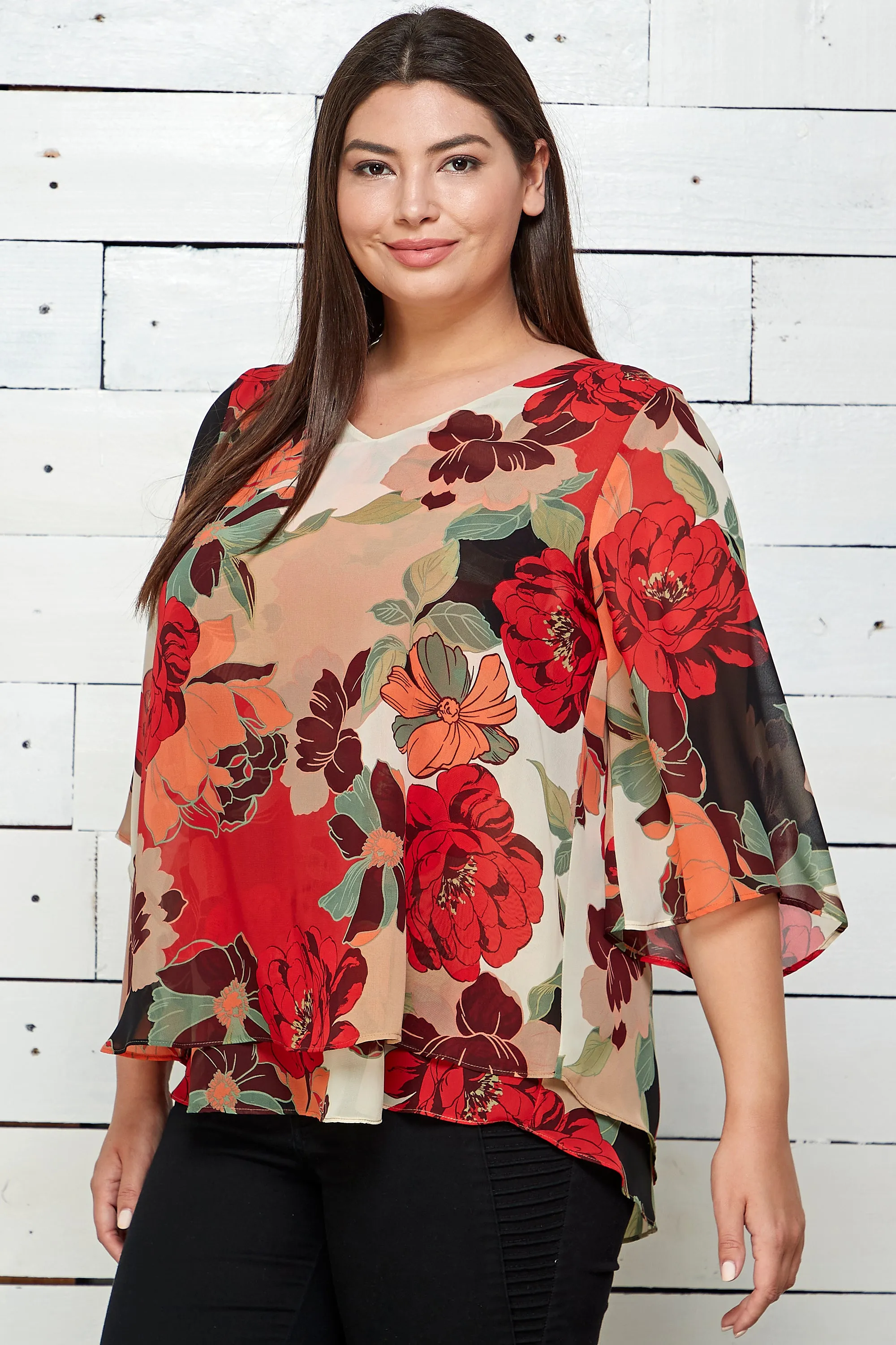 Floral Print Chiffon Blouse - Plus sold by Dress Barn