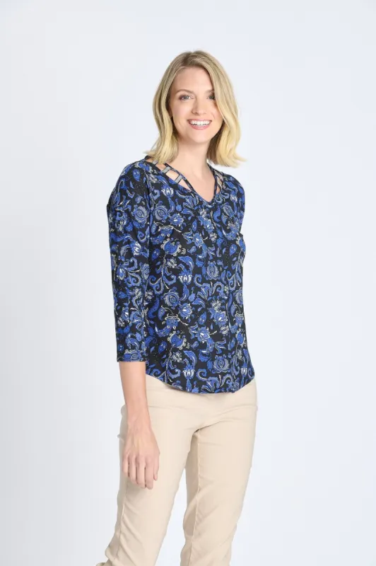 V-Neck 3/4 Sleeve Cutout Top sold by Dress Barn