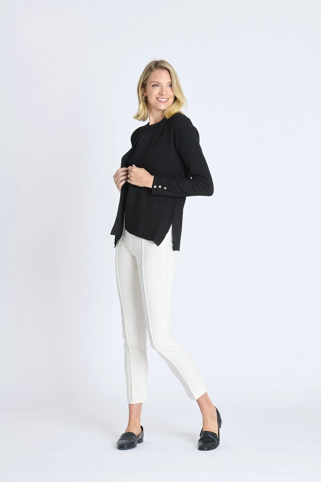 Rib Stitch Open Cardigan Sweater, Black sold by Dress Barn product image thumbnail 5