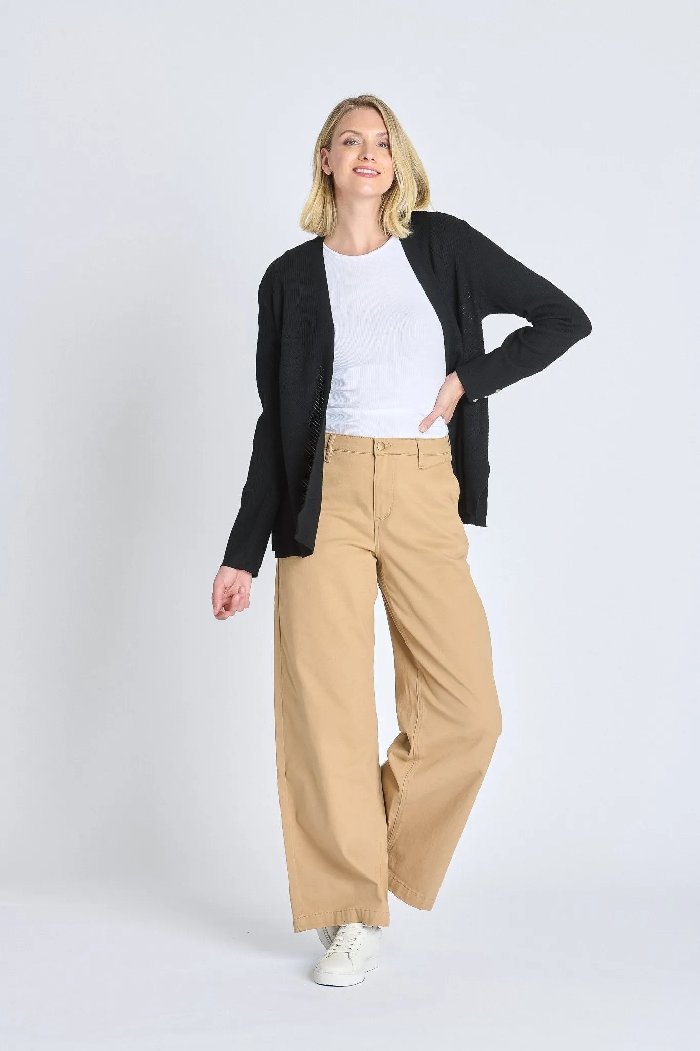 Rib Stitch Open Cardigan Sweater, Black sold by Dress Barn product image thumbnail 3