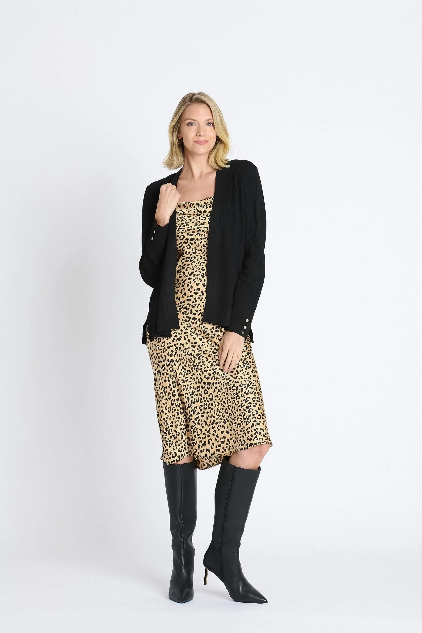 Rib Stitch Open Cardigan Sweater, Black sold by Dress Barn product image thumbnail 4