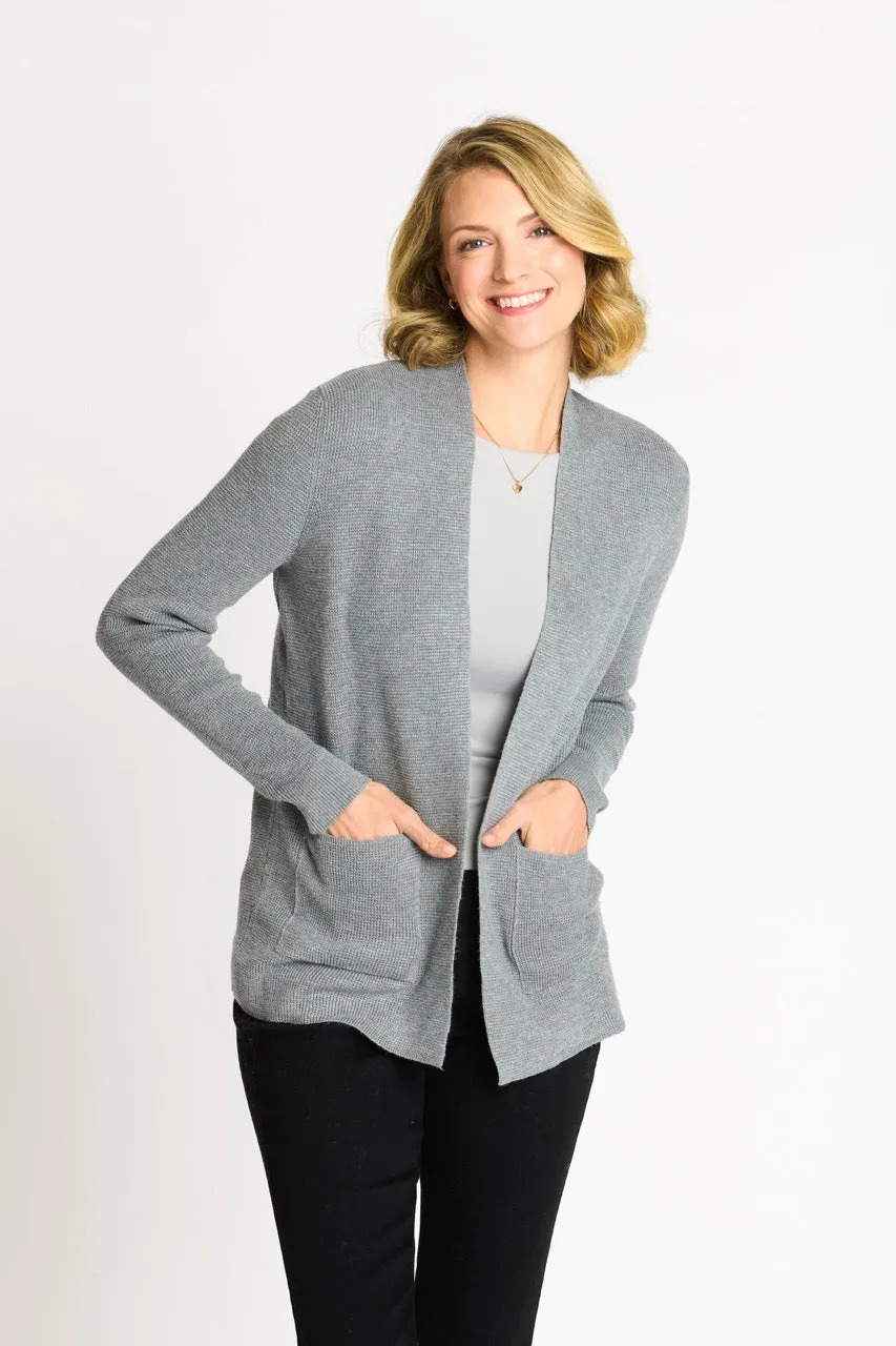 Waffle Stitch Cardigan Sweater with Pocket, Medium Grey Heather sold by Dress Barn product image thumbnail 3