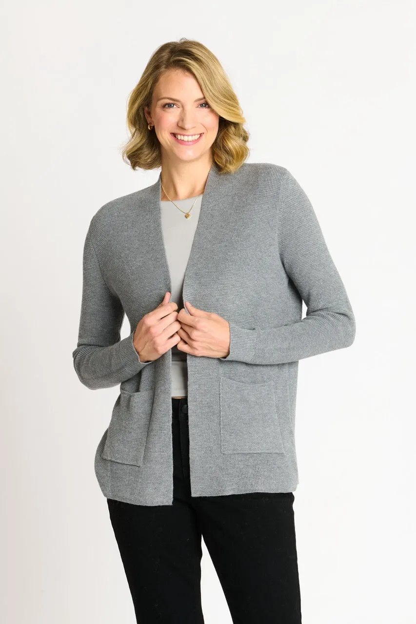 Waffle Stitch Cardigan Sweater with Pocket, Medium Grey Heather sold by Dress Barn product image thumbnail 2
