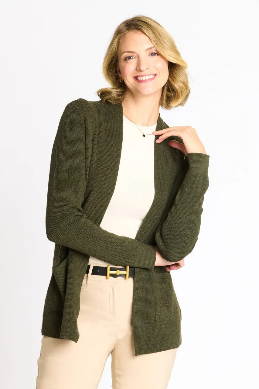 Waffle Stitch Cardigan Sweater with Pocket, Fatigue Heather sold by Dress Barn product image thumbnail 2