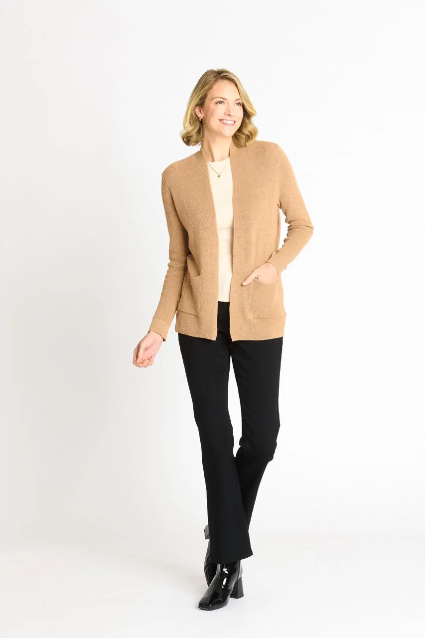 Waffle Stitch Cardigan Sweater with Pocket, Caramel Heather sold by Dress Barn product image thumbnail 4