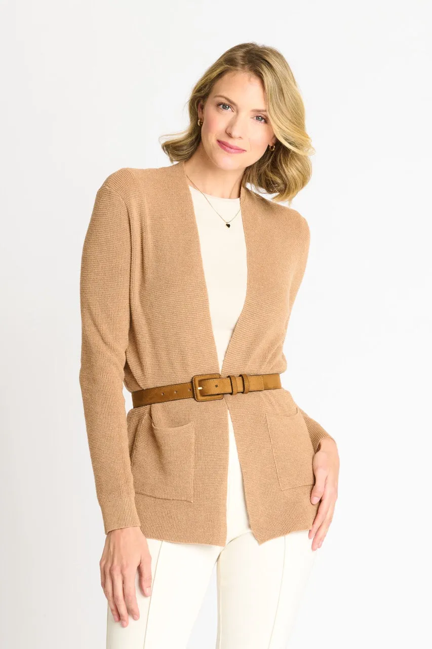 Waffle Stitch Cardigan Sweater with Pocket, Caramel Heather sold by Dress Barn product image thumbnail 5