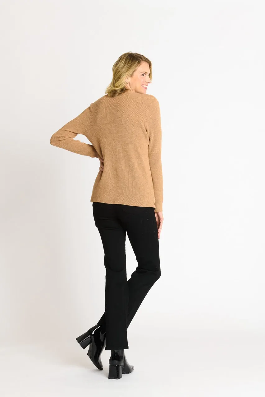 Waffle Stitch Cardigan Sweater with Pocket, Caramel Heather sold by Dress Barn product image thumbnail 3