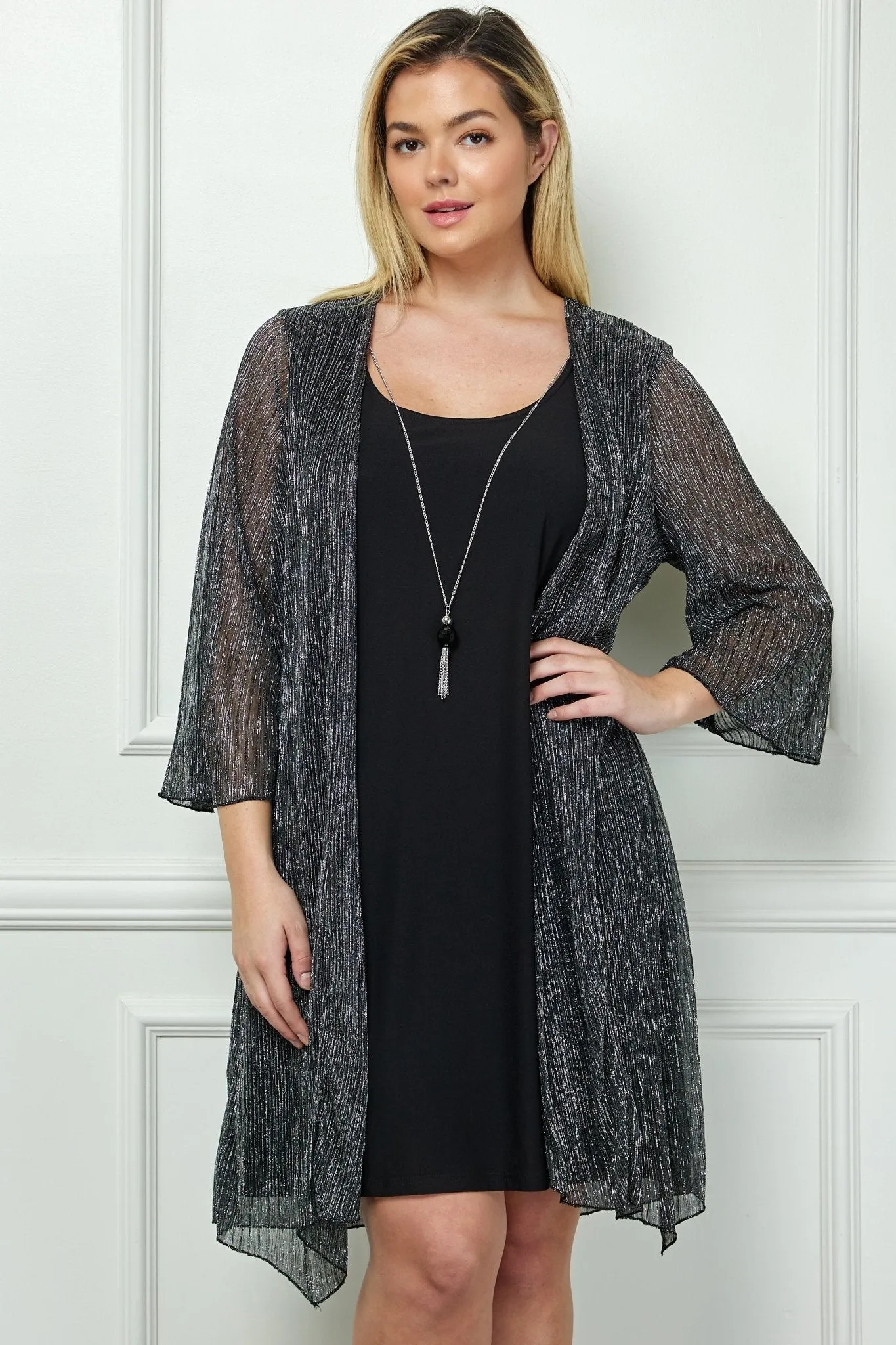 Striped Jacket Tank Dress with Detachable Necklace - Plus sold by Dress Barn