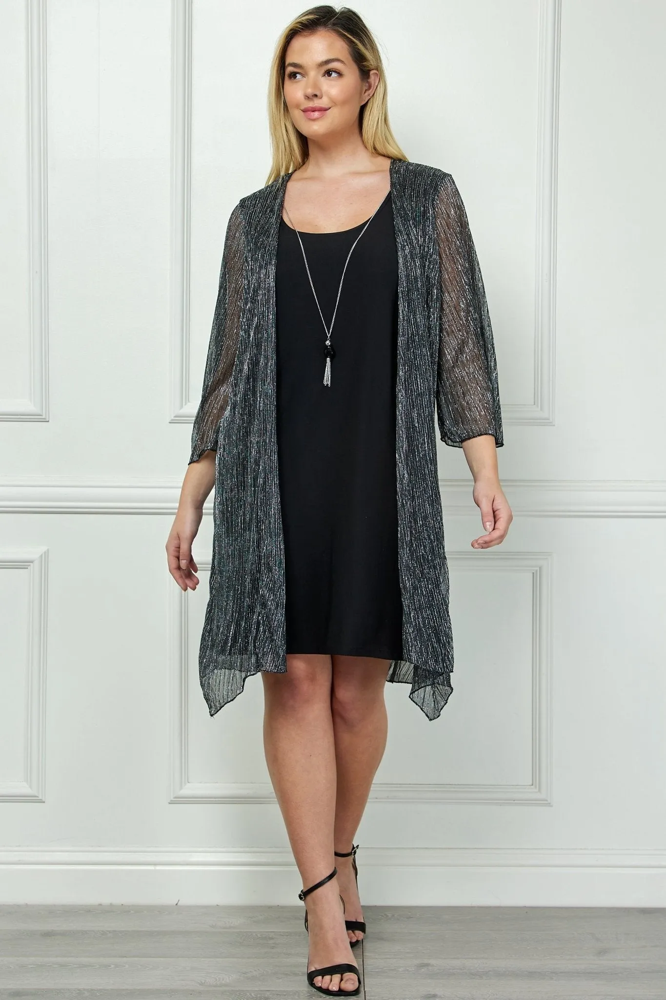 Striped Jacket Tank Dress with Detachable Necklace - Plus sold by Dress Barn product image thumbnail 3