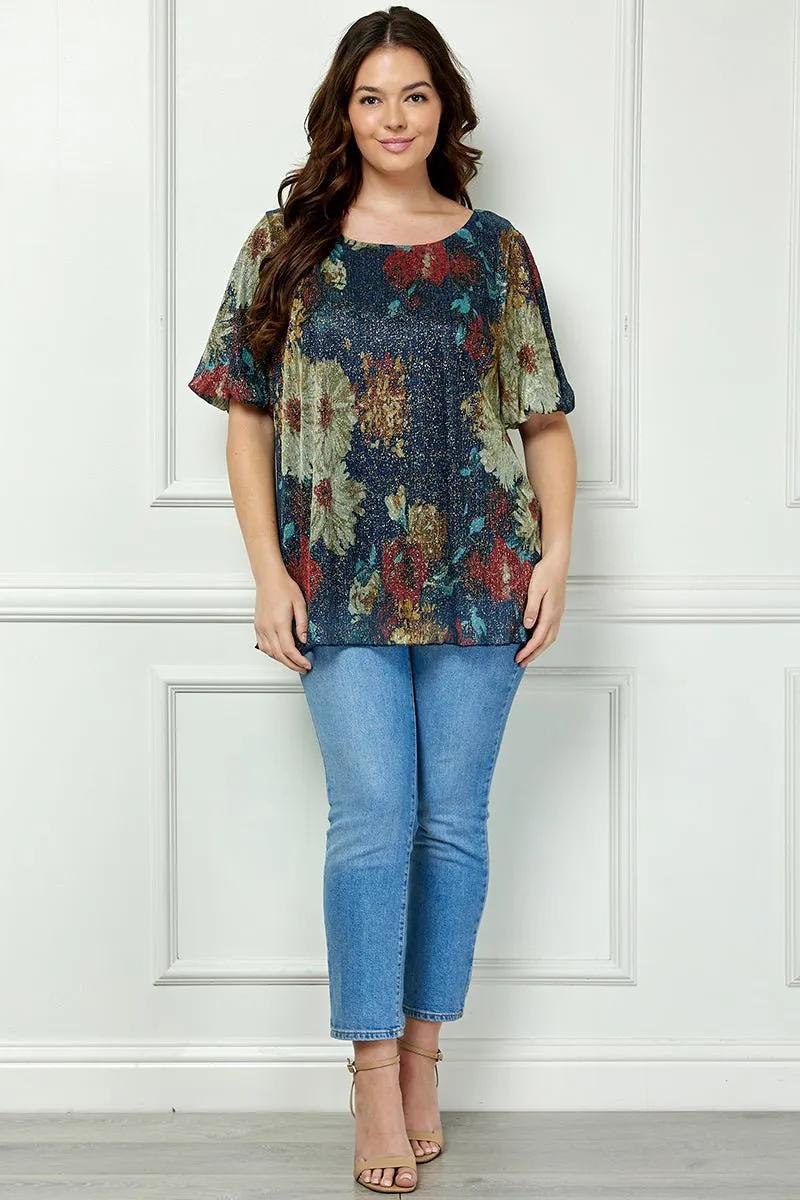 Short Puff Sleeve Scoop Neck Bubble Blouse - Plus sold by Dress Barn product image thumbnail 4