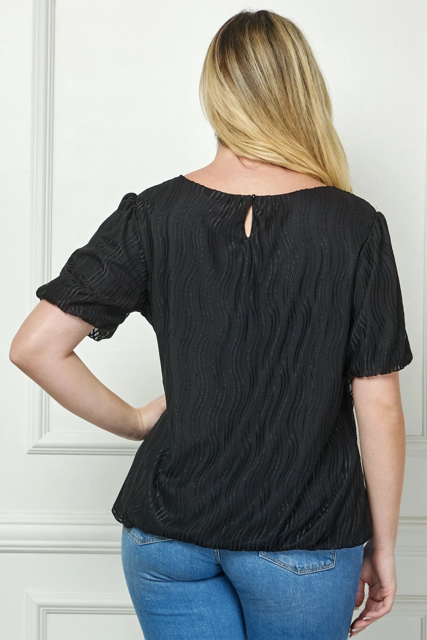 Short Puff Sleeve Scoop Neck Bubble Blouse - Plus sold by Dress Barn product image thumbnail 4