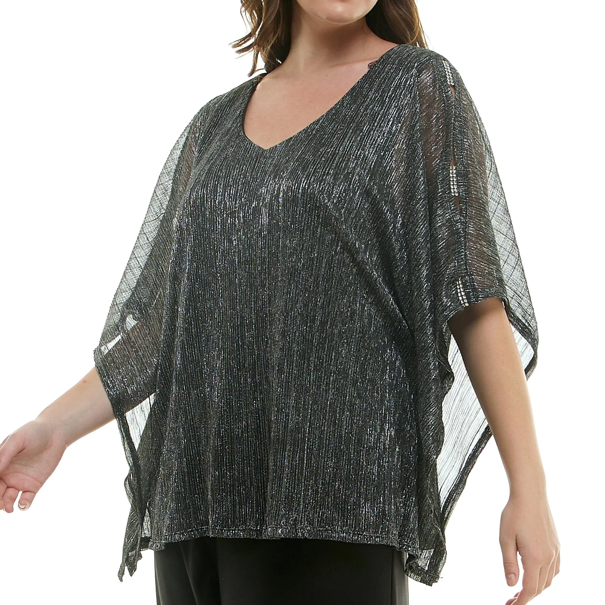 Novelty Trim Cold Shoulder Poncho Pant Set - Plus sold by Dress Barn product image thumbnail 2