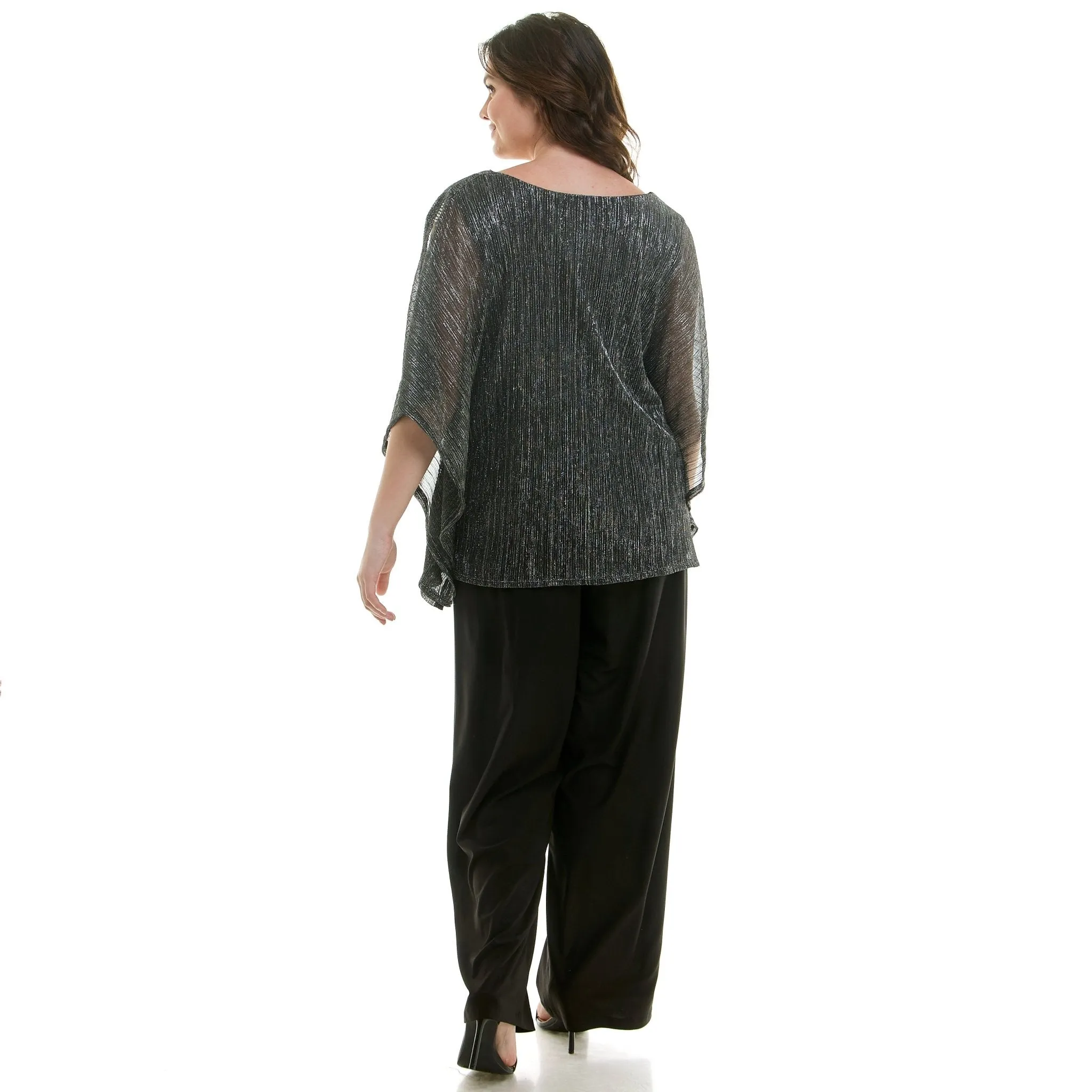 Novelty Trim Cold Shoulder Poncho Pant Set - Plus sold by Dress Barn product image thumbnail 4