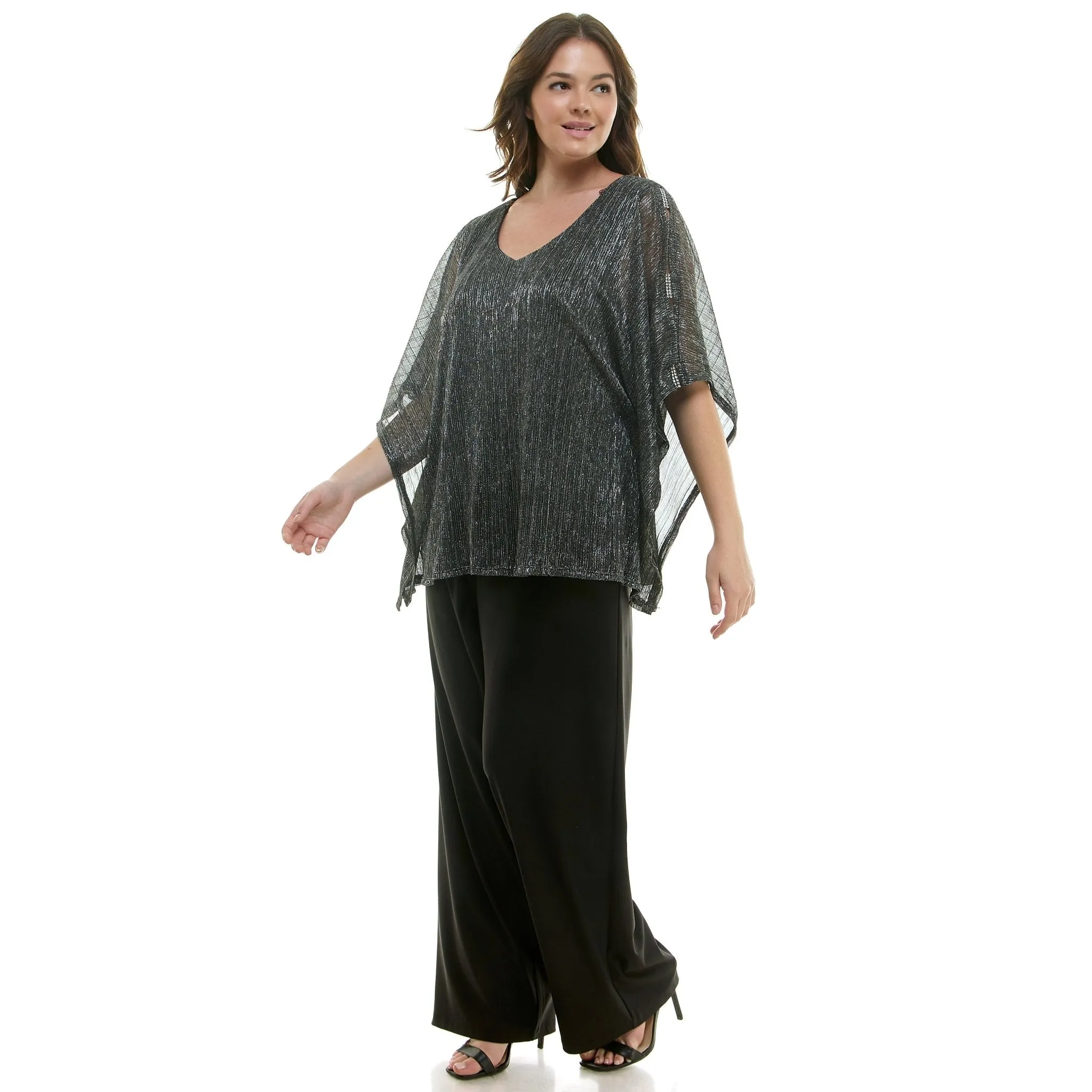 Novelty Trim Cold Shoulder Poncho Pant Set - Plus sold by Dress Barn