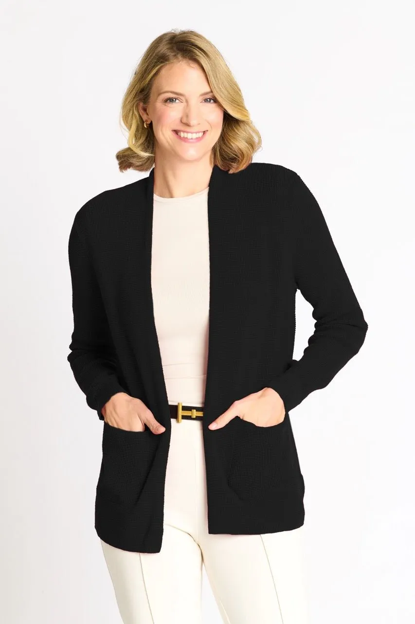 Waffle Stitch Cardigan Sweater with Pocket, Black sold by Dress Barn product image thumbnail 4