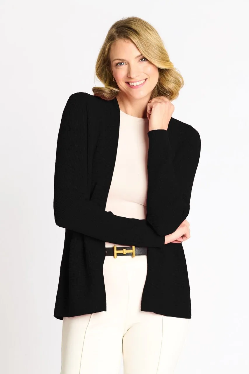 Waffle Stitch Cardigan Sweater with Pocket, Black sold by Dress Barn
