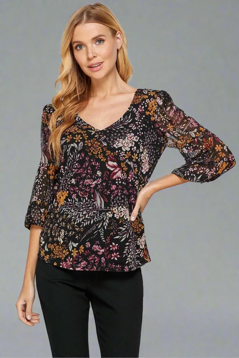 3/4 Length Bubble Sleeve Cutout Back Blouse sold by Dress Barn