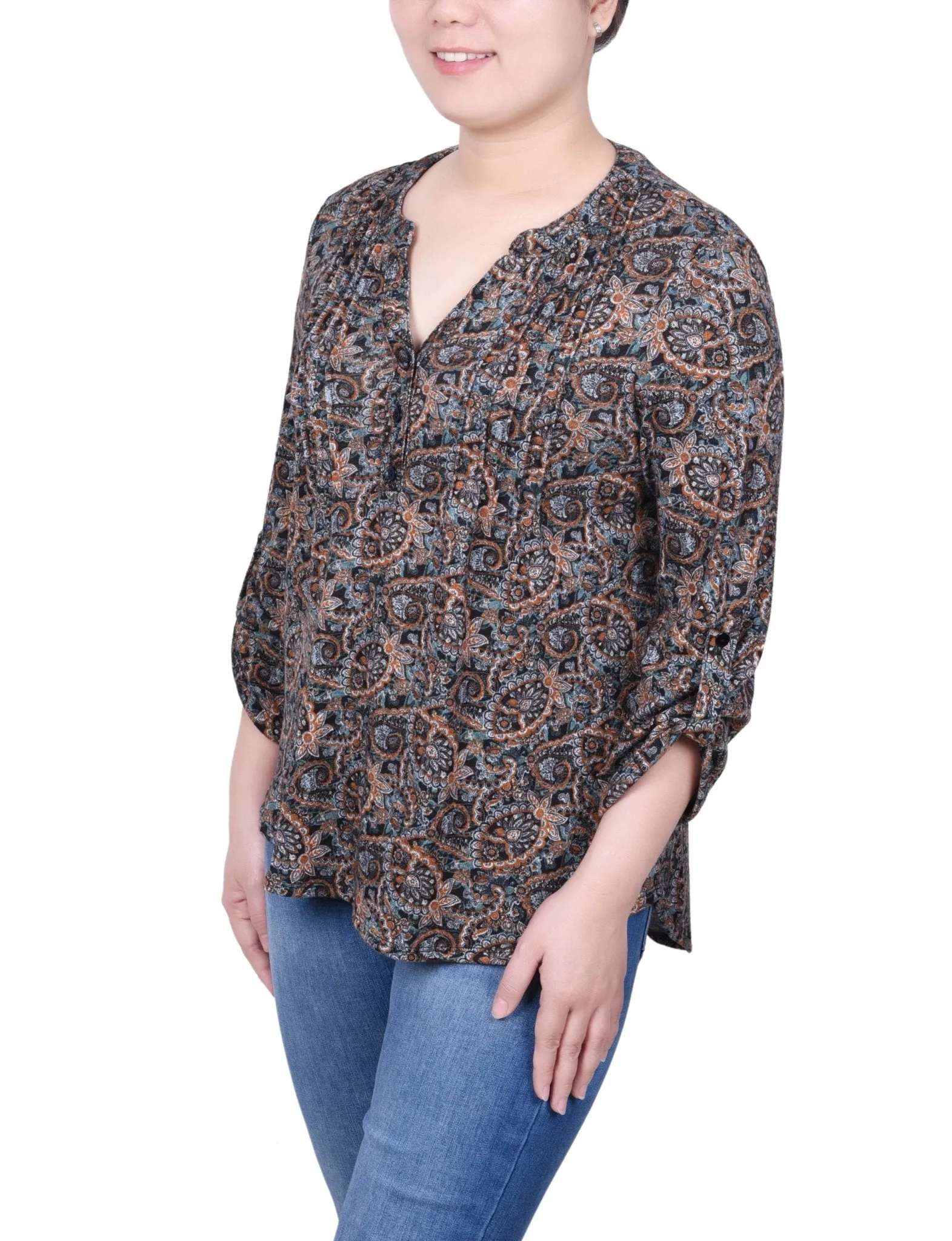 3/4 Length Roll Sleeve Top - Petite sold by Dress Barn product image thumbnail 2