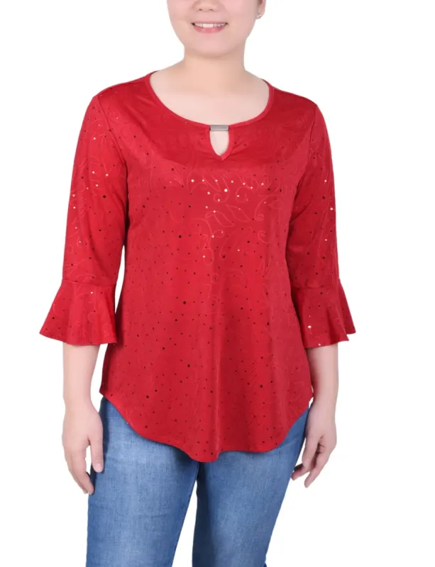 3/4 Length Bell Sleeve Top - Petite sold by Dress Barn
