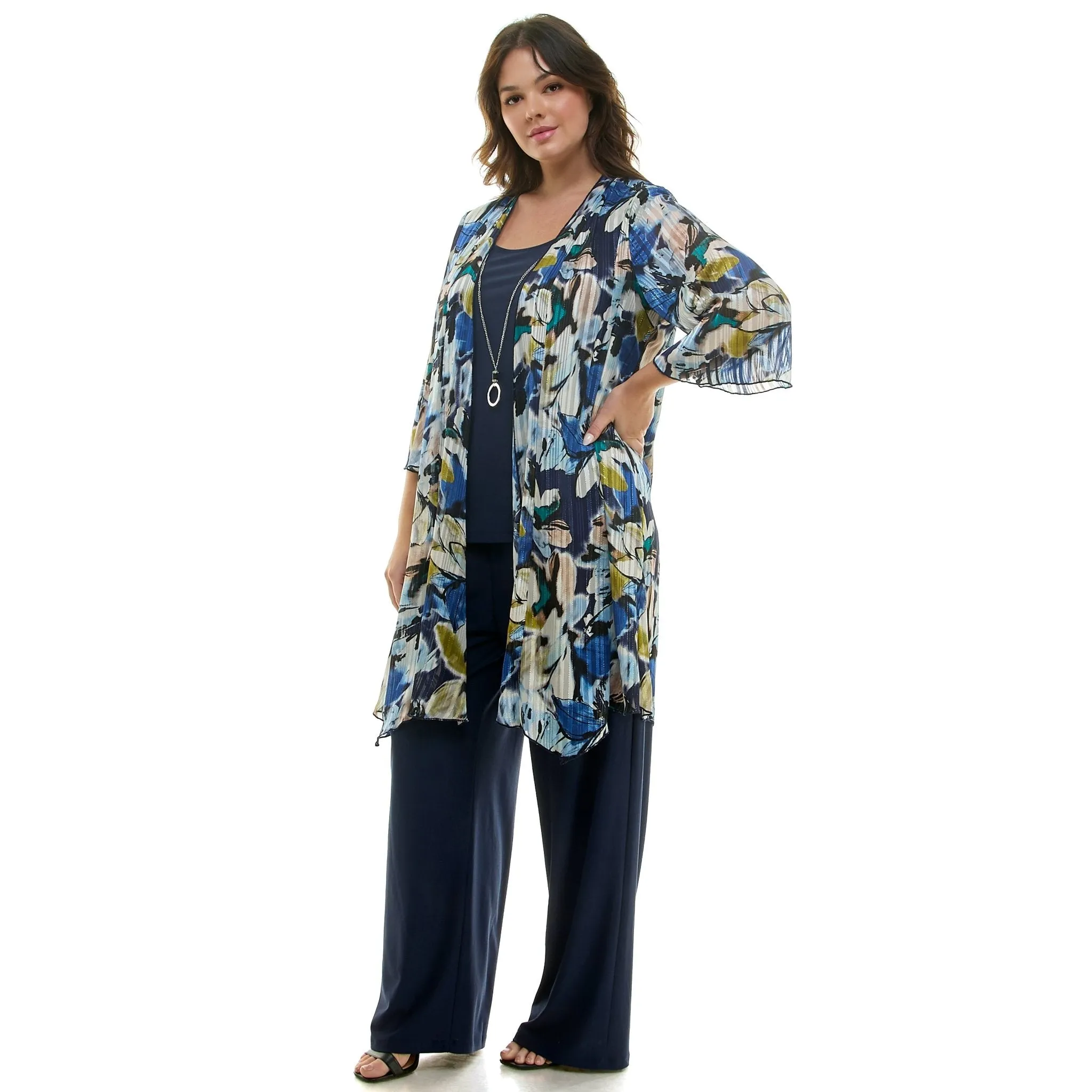 Navy Pantset With Necklace - Plus sold by Dress Barn