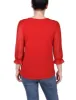 3/4 Length Sleeve Ringed Top With Mesh - Petite sold by Dress Barn