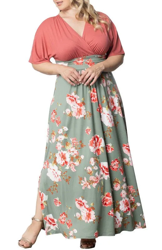 Havana Color Block Maxi Dress - Coral - Plus sold by Dress Barn